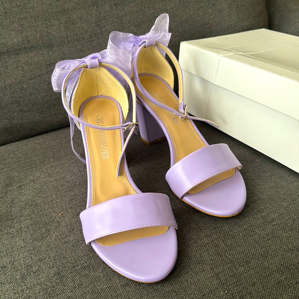 PURPLE BOW HEELS